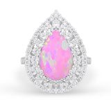 Teardrop Cocktail Ring Pear Round Cubic Zirconia 925 Sterling Silver