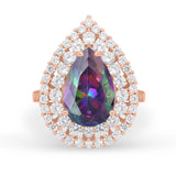 Teardrop Cocktail Ring Pear Round Cubic Zirconia 925 Sterling Silver