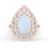 Teardrop Cocktail Ring Pear Round Cubic Zirconia 925 Sterling Silver