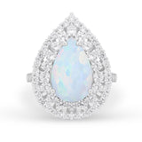 Teardrop Cocktail Ring Pear Round Cubic Zirconia 925 Sterling Silver