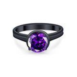 Solitaire Simulated Cubic Zirconia Wedding Ring Double Band 925 Sterling Silver