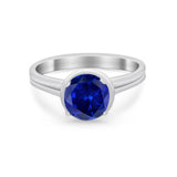 Solitaire Simulated Cubic Zirconia Wedding Ring Double Band 925 Sterling Silver