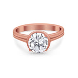 Solitaire Simulated Cubic Zirconia Wedding Ring Double Band 925 Sterling Silver