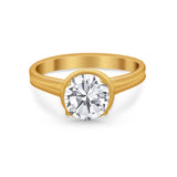 Solitaire Simulated Cubic Zirconia Wedding Ring Double Band 925 Sterling Silver