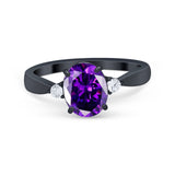 Three Stone Wedding Ring Round Simulated Cubic Zirconia 925 Sterling Silver