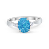 Three Stone Wedding Ring Round Simulated Cubic Zirconia 925 Sterling Silver