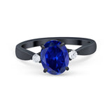 Three Stone Wedding Ring Round Simulated Cubic Zirconia 925 Sterling Silver