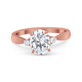 Three Stone Wedding Ring Round Simulated Cubic Zirconia 925 Sterling Silver