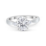 Three Stone Wedding Ring Round Simulated Cubic Zirconia 925 Sterling Silver