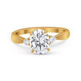 Three Stone Wedding Ring Round Simulated Cubic Zirconia 925 Sterling Silver