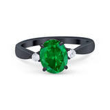 Three Stone Wedding Ring Round Simulated Cubic Zirconia 925 Sterling Silver