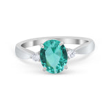 Three Stone Wedding Ring Round Simulated Cubic Zirconia 925 Sterling Silver