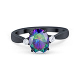 Three Stone Wedding Ring Round Simulated Cubic Zirconia 925 Sterling Silver