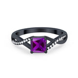 Princess Cut Wedding Ring Round Simulated Cubic Zirconia 925 Sterling Silver
