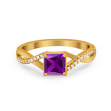 Princess Cut Wedding Ring Round Simulated Cubic Zirconia 925 Sterling Silver