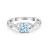 Princess Cut Wedding Ring Round Simulated Cubic Zirconia 925 Sterling Silver