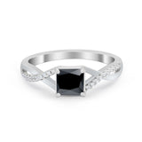Princess Cut Wedding Ring Round Simulated Cubic Zirconia 925 Sterling Silver