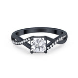 Princess Cut Wedding Ring Round Simulated Cubic Zirconia 925 Sterling Silver