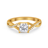 Princess Cut Wedding Ring Round Simulated Cubic Zirconia 925 Sterling Silver