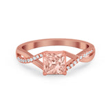 Princess Cut Wedding Ring Round Simulated Cubic Zirconia 925 Sterling Silver