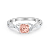 Princess Cut Wedding Ring Round Simulated Cubic Zirconia 925 Sterling Silver