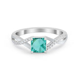Princess Cut Wedding Ring Round Simulated Cubic Zirconia 925 Sterling Silver