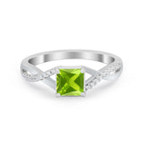 Princess Cut Wedding Ring Round Simulated Cubic Zirconia 925 Sterling Silver