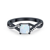 Princess Cut Wedding Ring Round Simulated Cubic Zirconia 925 Sterling Silver