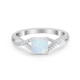 Princess Cut Wedding Ring Round Simulated Cubic Zirconia 925 Sterling Silver