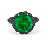 Large Stone Cocktail Ring Art Deco Simulated Cubic Zirconia 925 Sterling Silver