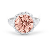 Large Stone Cocktail Ring Art Deco Simulated Cubic Zirconia 925 Sterling Silver