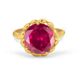 Large Stone Cocktail Ring Art Deco Simulated Cubic Zirconia 925 Sterling Silver