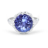 Large Stone Cocktail Ring Art Deco Simulated Cubic Zirconia 925 Sterling Silver