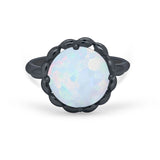 Large Stone Cocktail Ring Art Deco Simulated Cubic Zirconia 925 Sterling Silver
