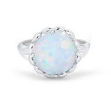Large Stone Cocktail Ring Art Deco Simulated Cubic Zirconia 925 Sterling Silver
