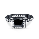Halo Princess Cut Wedding Ring Simulated Cubic Zirconia 925 Sterling Silver