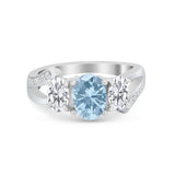 3 Stone Oval Wedding Ring Simulated Cubic Zirconia 925 Sterling Silver