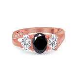 3 Stone Oval Wedding Ring Simulated Cubic Zirconia 925 Sterling Silver