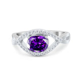 Infinity Shank Wedding Ring Simulated Cubic Zirconia 925 Sterling Silver