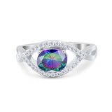 Infinity Shank Wedding Ring Simulated Cubic Zirconia 925 Sterling Silver