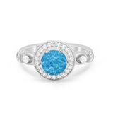Halo Engagement Ring Simulated Cubic Zirconia 925 Sterling Silver