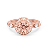 Halo Engagement Ring Simulated Cubic Zirconia 925 Sterling Silver