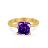 Solitaire Cushion Cut Engagement Ring Simulated Cubic Zirconia 925 Sterling Silver Cushion Cut Ring