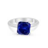 Solitaire Cushion Cut Engagement Ring Simulated Cubic Zirconia 925 Sterling Silver Cushion Cut Ring