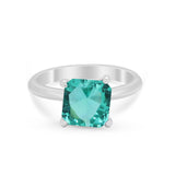 Solitaire Cushion Cut Engagement Ring Simulated Cubic Zirconia 925 Sterling Silver Cushion Cut Ring