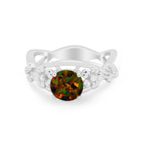 Art Deco Plumeria Flower Infinity Shank Simulated Cubic Zirconia Engagement Ring 925 Sterling Silver