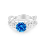 Art Deco Plumeria Flower Infinity Shank Simulated Cubic Zirconia Engagement Ring 925 Sterling Silver