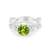 Art Deco Plumeria Flower Infinity Shank Simulated Cubic Zirconia Engagement Ring 925 Sterling Silver