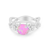 Art Deco Plumeria Flower Infinity Shank Simulated Cubic Zirconia Engagement Ring 925 Sterling Silver