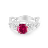 Art Deco Plumeria Flower Infinity Shank Simulated Cubic Zirconia Engagement Ring 925 Sterling Silver